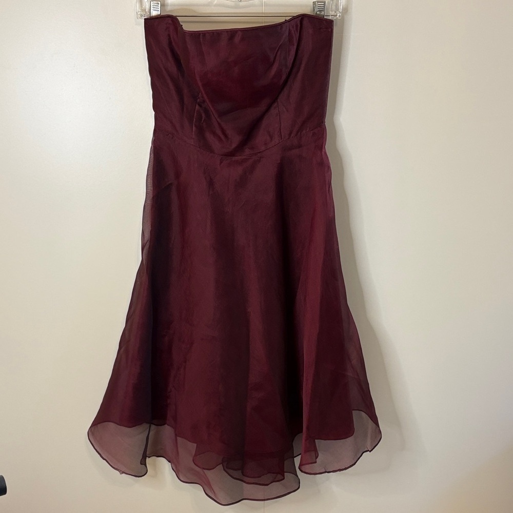 Vintage Elegant Burgundy Silk Strapless Dress by Jane Hamil | 2